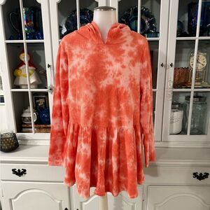 Lane Bryant Tie-Dye Hooded Top Waffle Knit Tunic Size 14/16